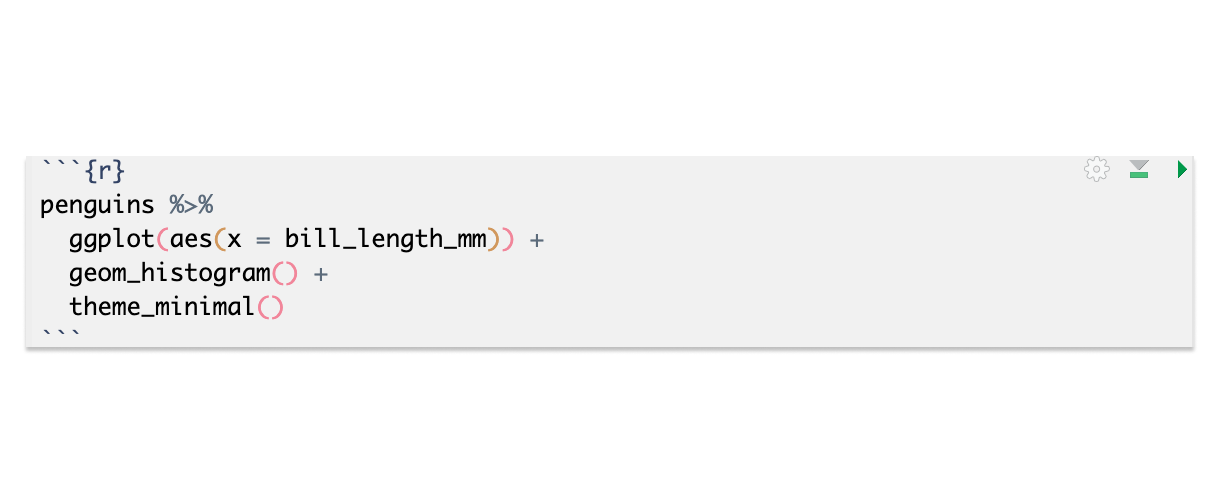The buttons on code chunks in RStudio