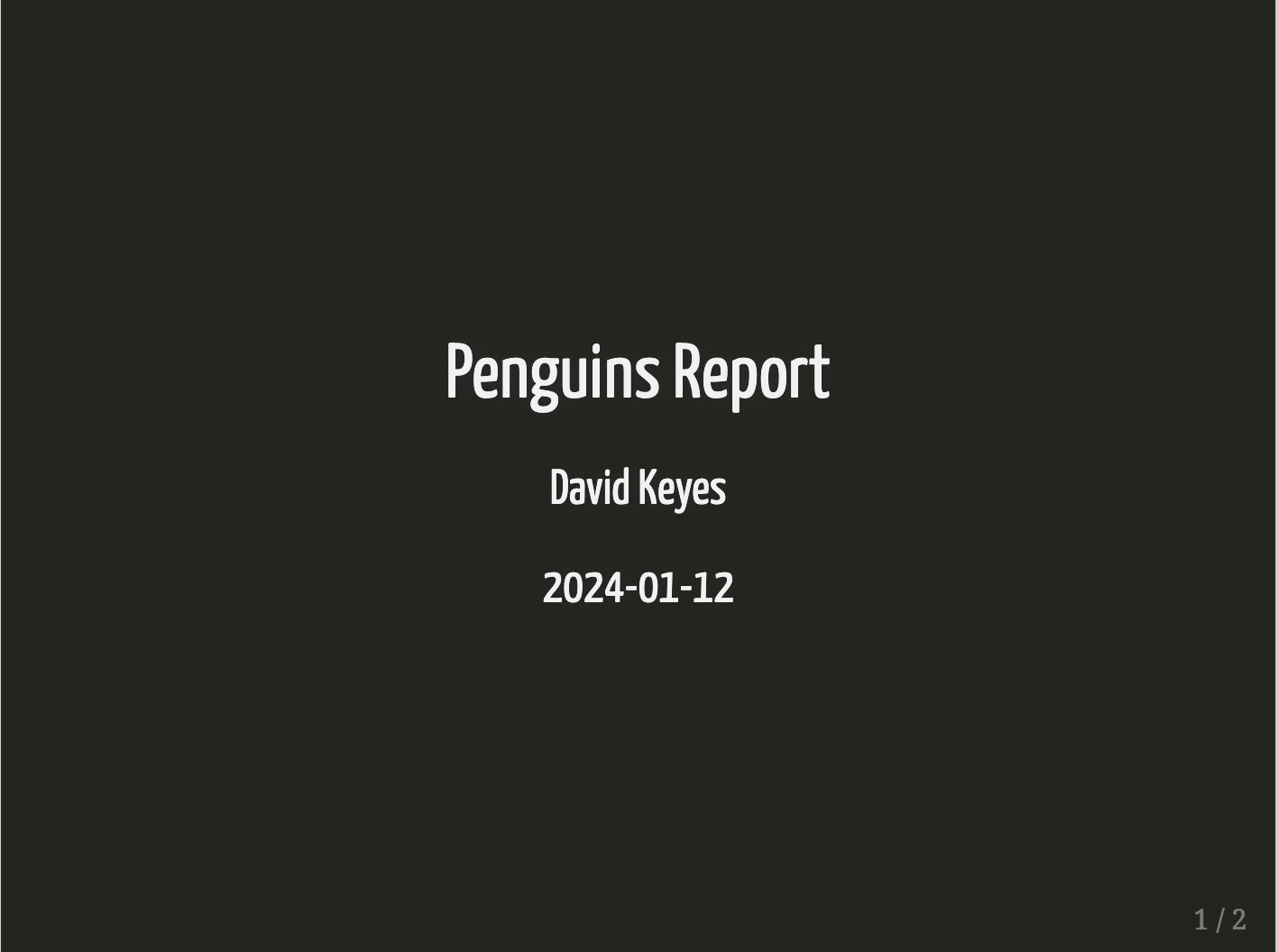 The first slide of the presentation