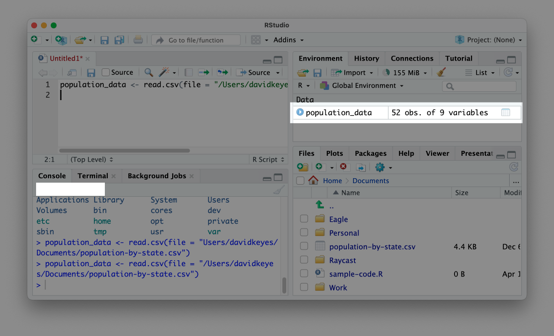 An object in our environment pane