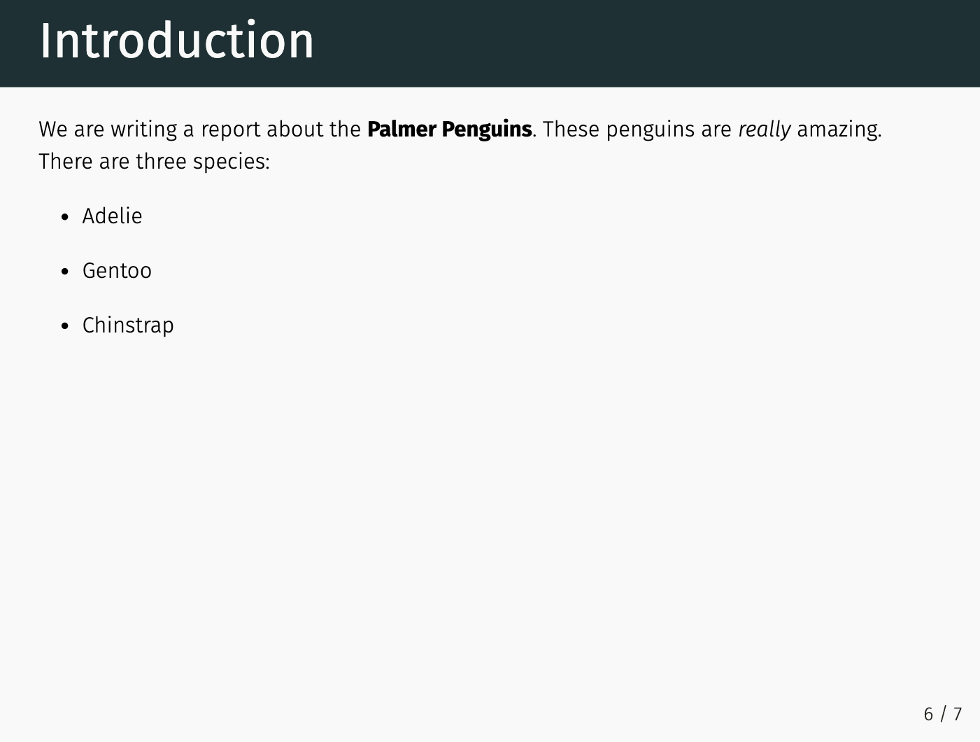 A slide using the metropolis theme